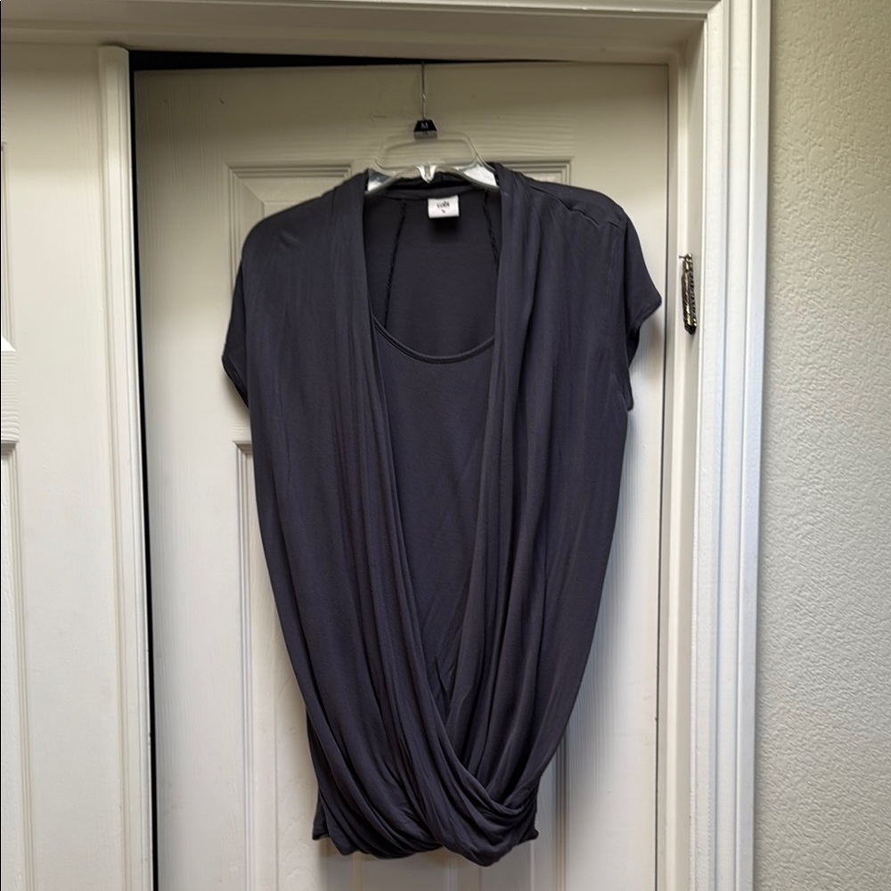 Elegant Gray Women's Drape Top